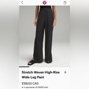 Lululemon Stretch Woven High Rise Wide Leg Pant